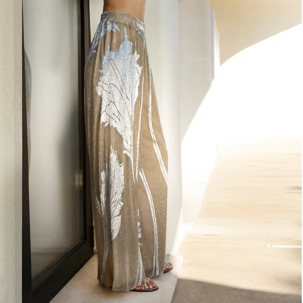 Aggél - Pantalon large plissé métallisé