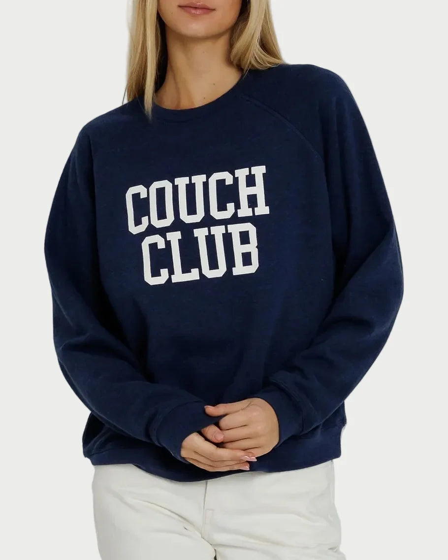 Sunny Somewhere Couch Club Sweat à col rond raglan Bleu marine
