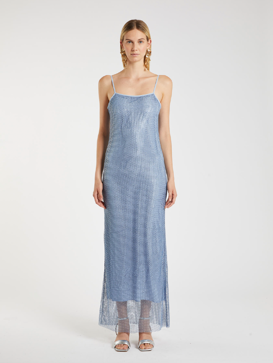 Robe à glissière en filet de poisson Marella ornée de strass