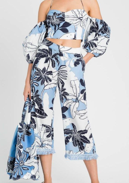 Pantalon en coton bleuet Twinset
