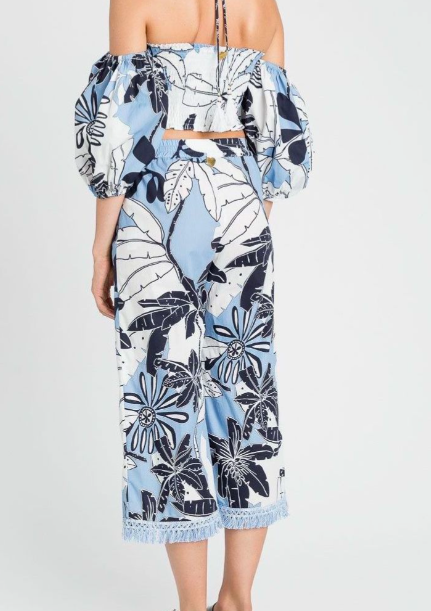 Pantalon en coton bleuet Twinset