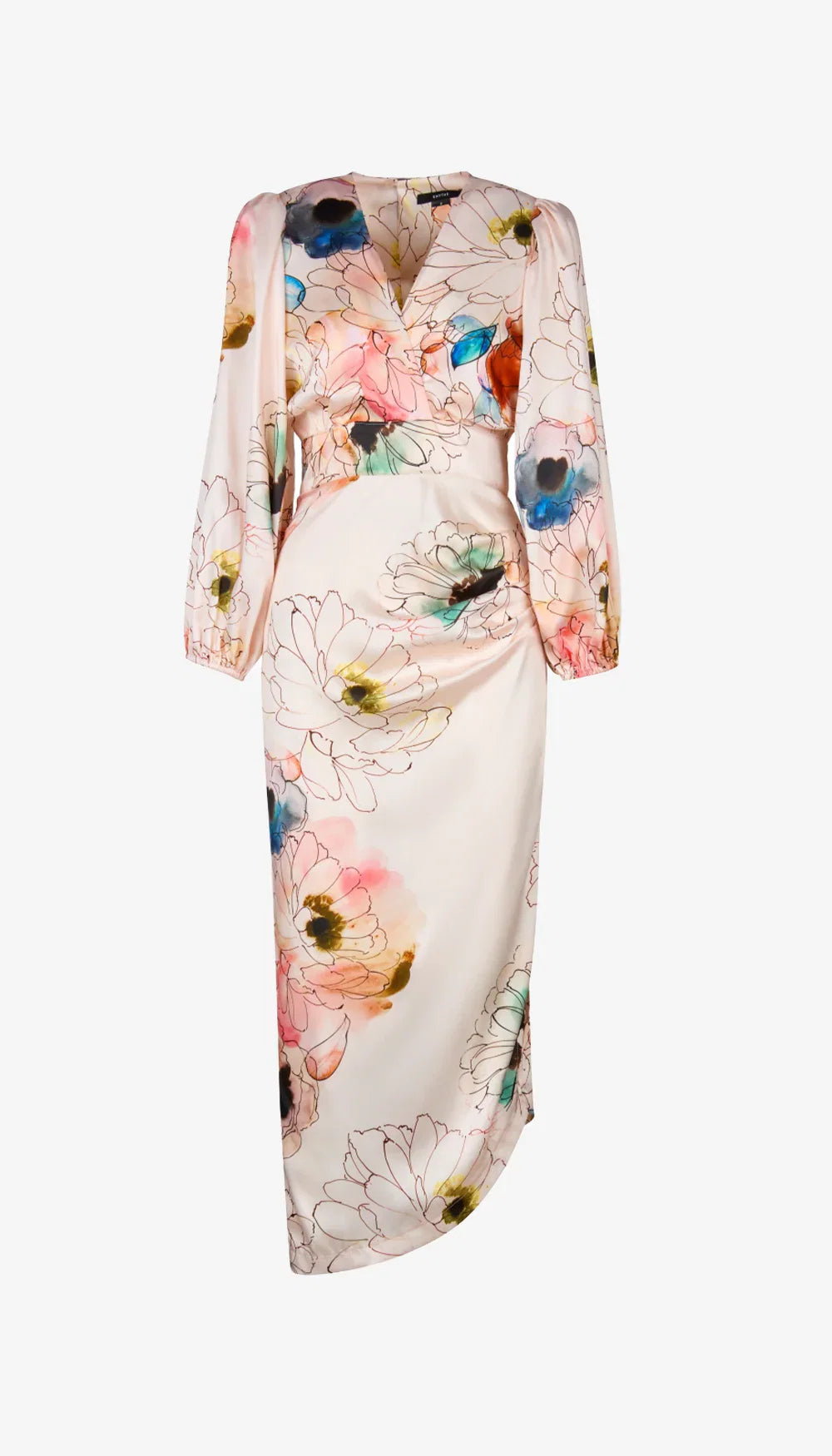 Smythe Asymmetrical Midi Dress Blush Multi