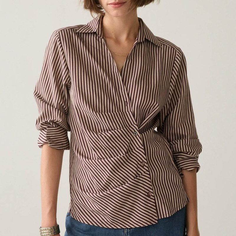 Summum Blouse Two Tone Stripe - Dark Burgundy