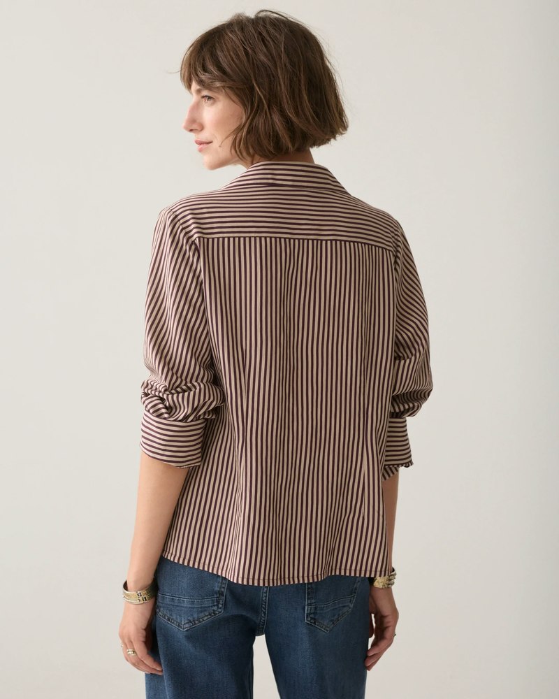 Summum 2S3532-12491 Blouse à rayures bicolores en flanelle 000335 DARK BURGUNDY