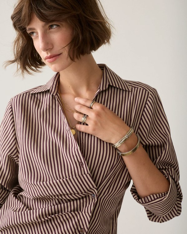 Summum 2S3532-12491 Blouse à rayures bicolores en flanelle 000335 DARK BURGUNDY