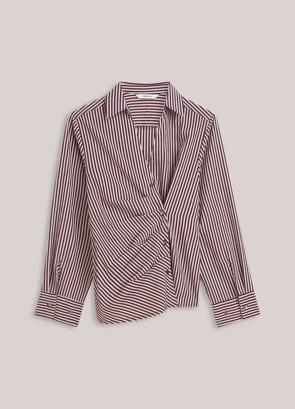 Summum 2S3532-12491 Blouse à rayures bicolores en flanelle 000335 DARK BURGUNDY