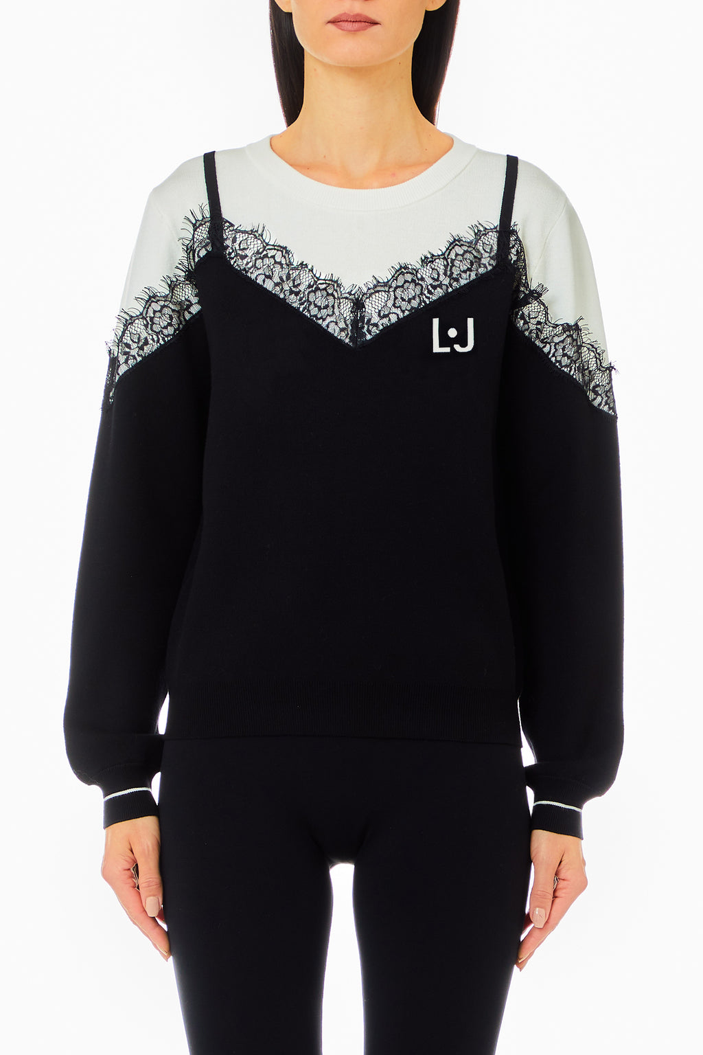 Sweat-shirt à manches longues en maille de coton Liu Jo