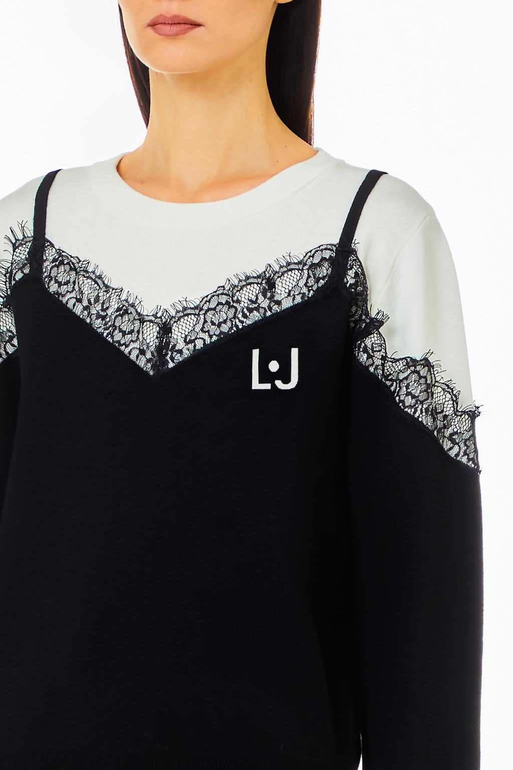 Sweat-shirt à manches longues en maille de coton Liu Jo