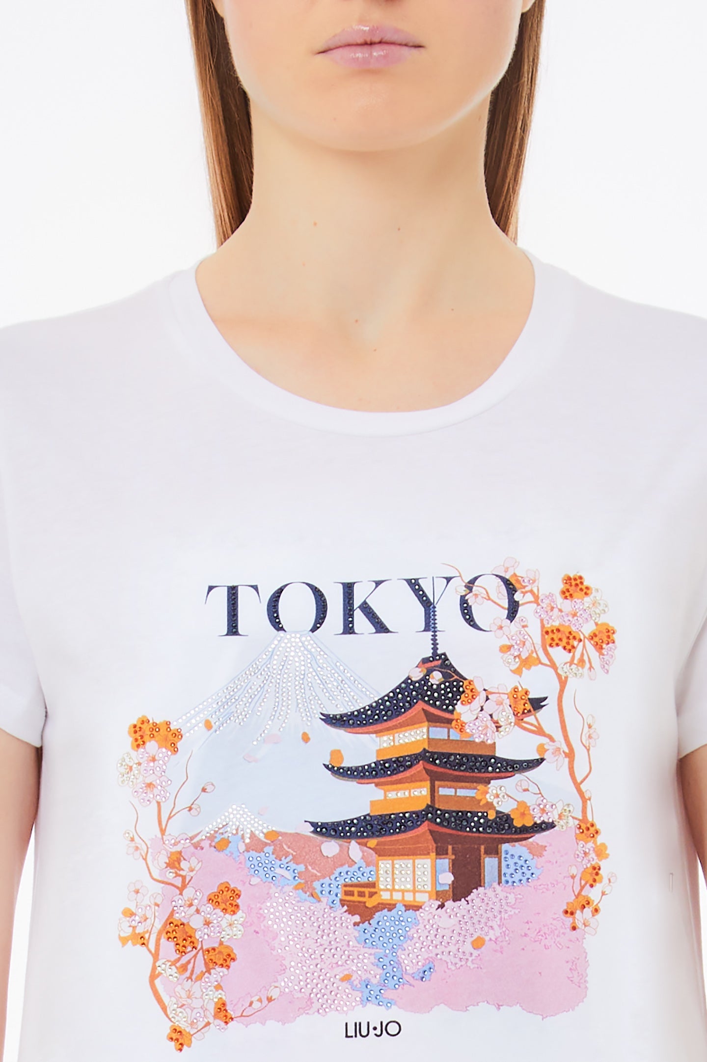 T-shirt en Coton Tokyo Liu Jo avec Imprimé et Strass