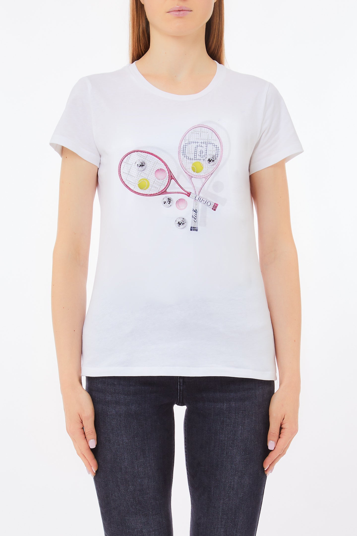 T-shirt de tennis imprimé Liu Jo avec des strass