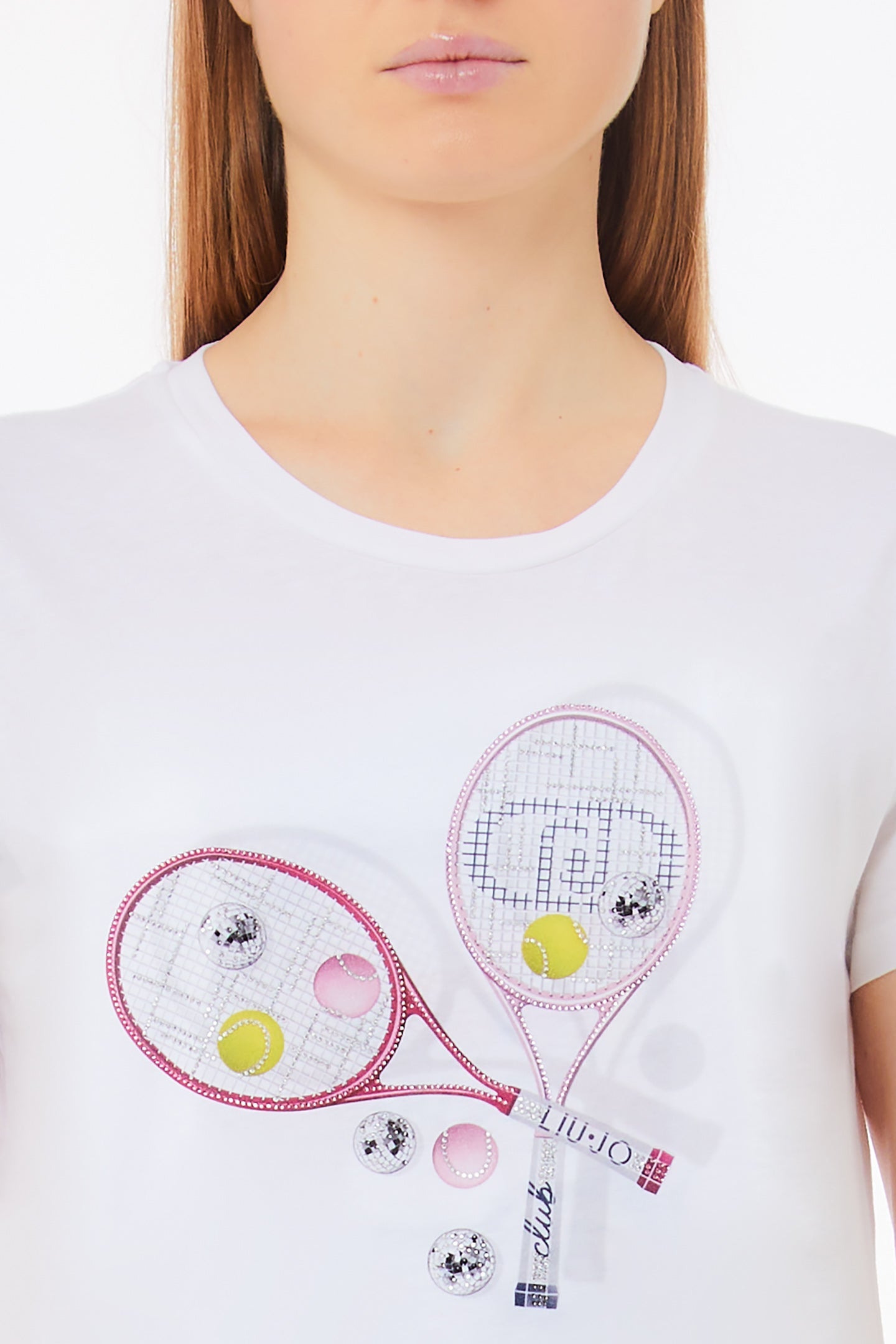 T-shirt de tennis imprimé Liu Jo avec des strass