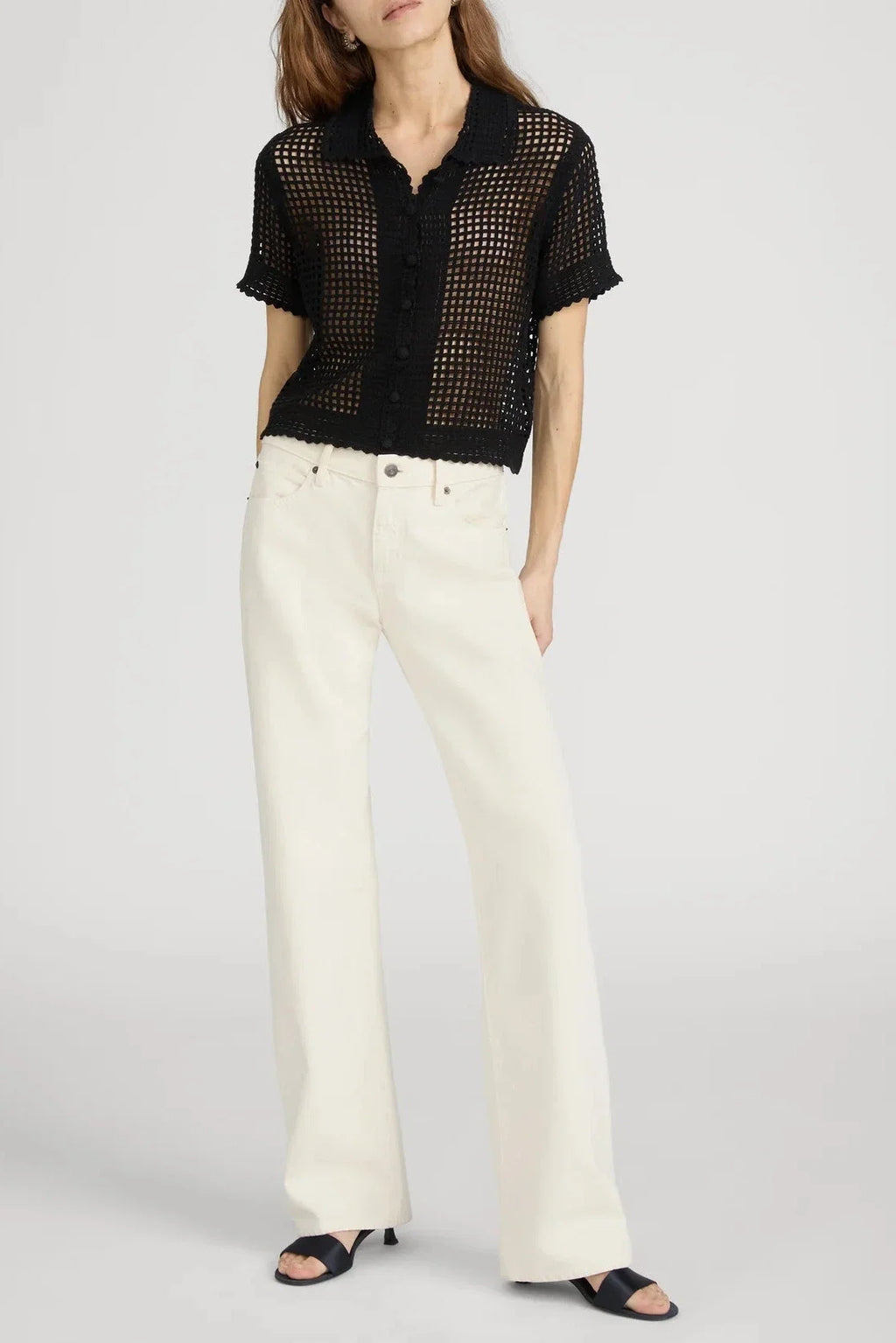 Frame The Crochet Top Black