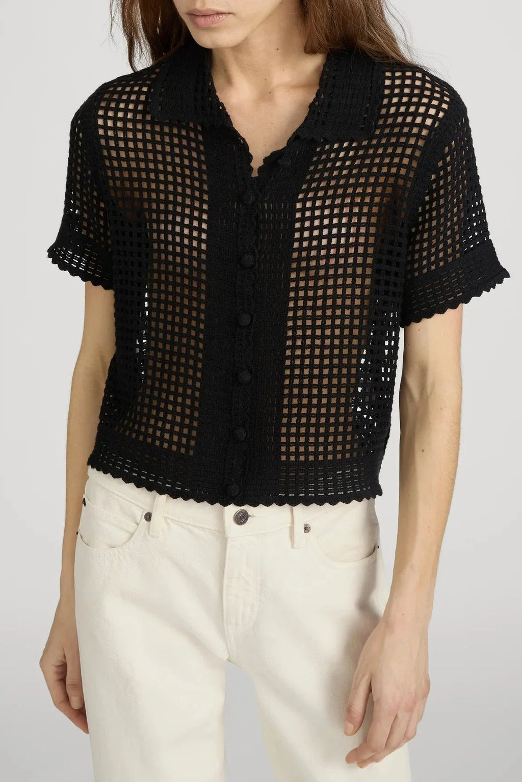 Frame The Crochet Top Black