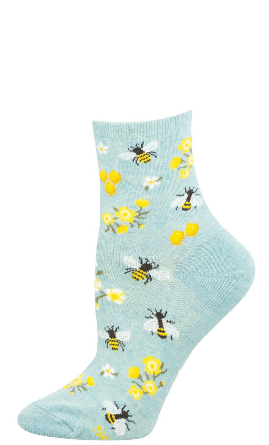 Socksmith HONEY BEE FLORAL BLUE HEATHER
