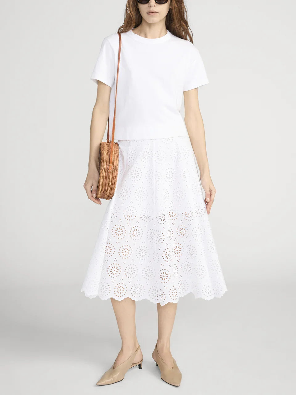 Frame The Solstice Eyelet Skirt White