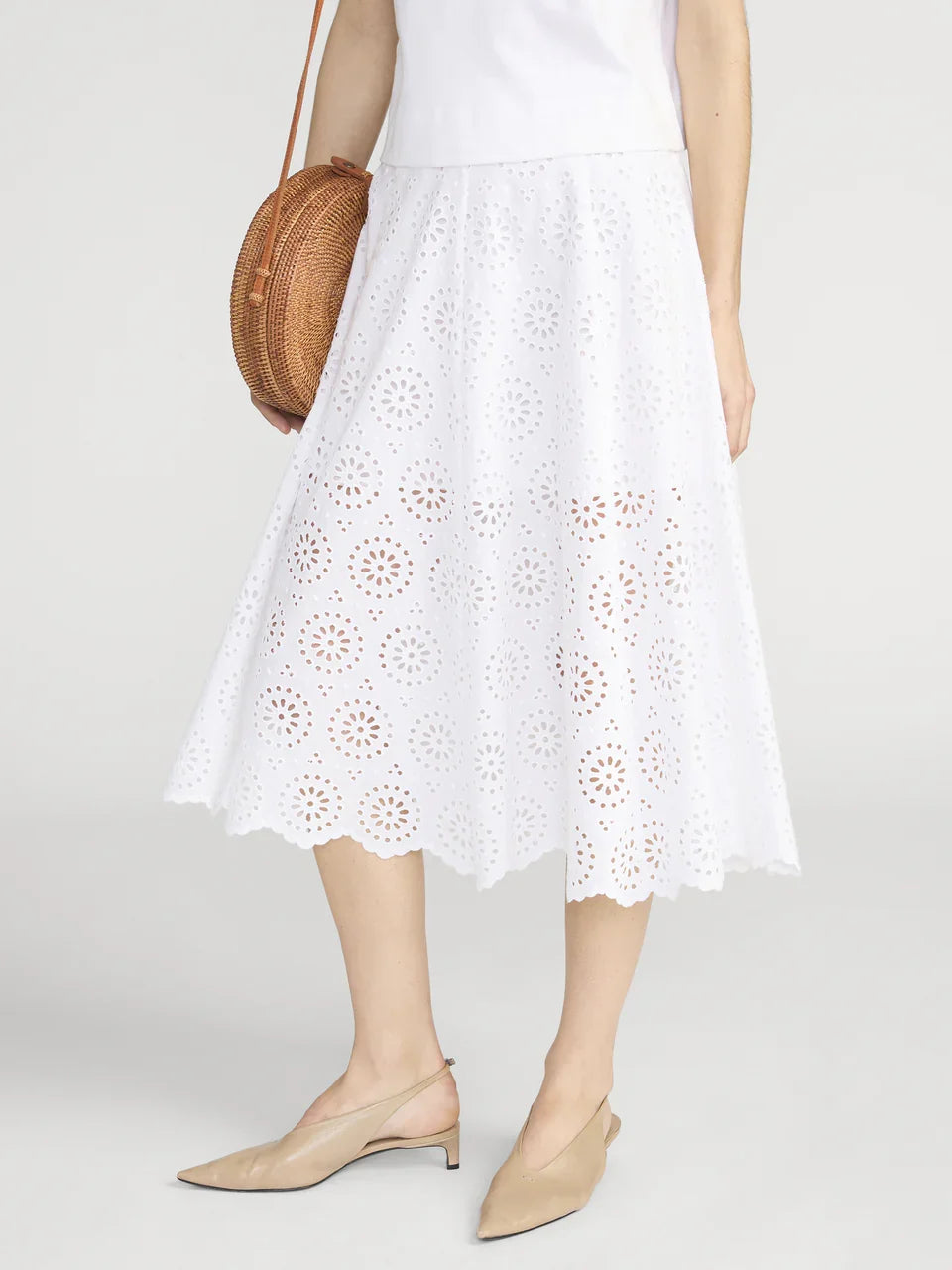 Frame The Solstice Eyelet Skirt White