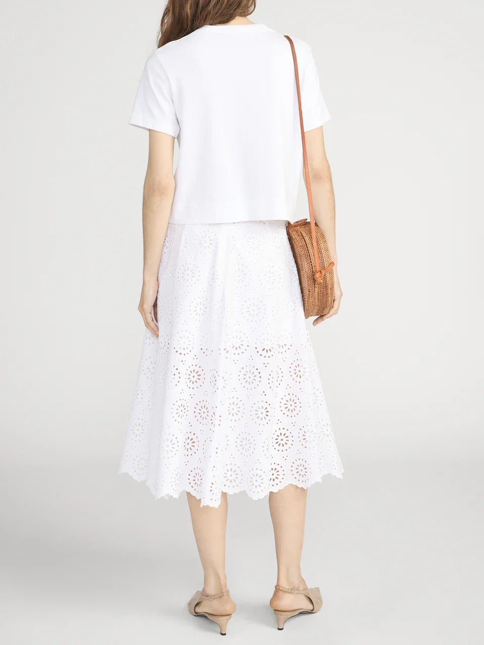 Frame The Solstice Eyelet Skirt White