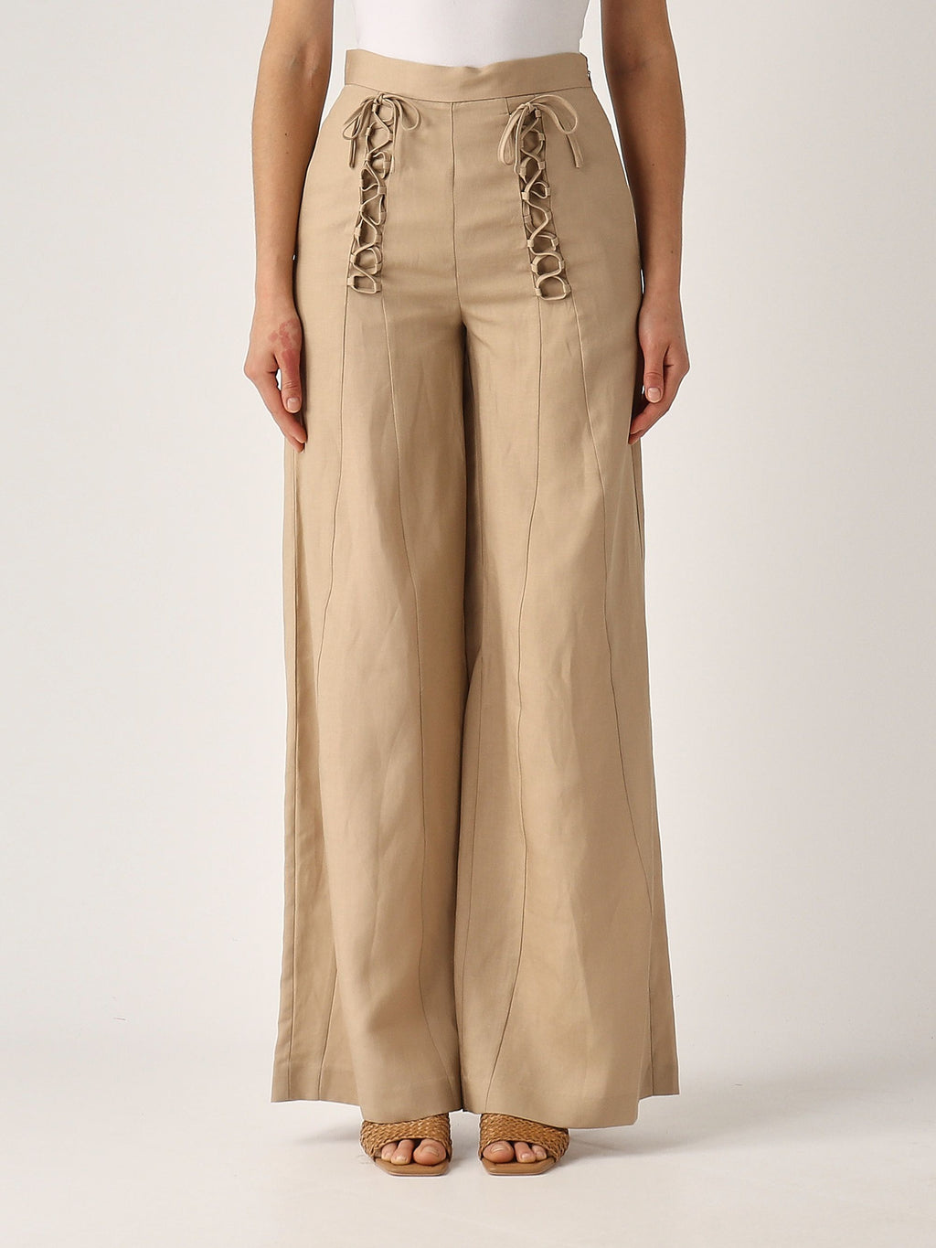 Pantalon en lin et lyocell Twinset