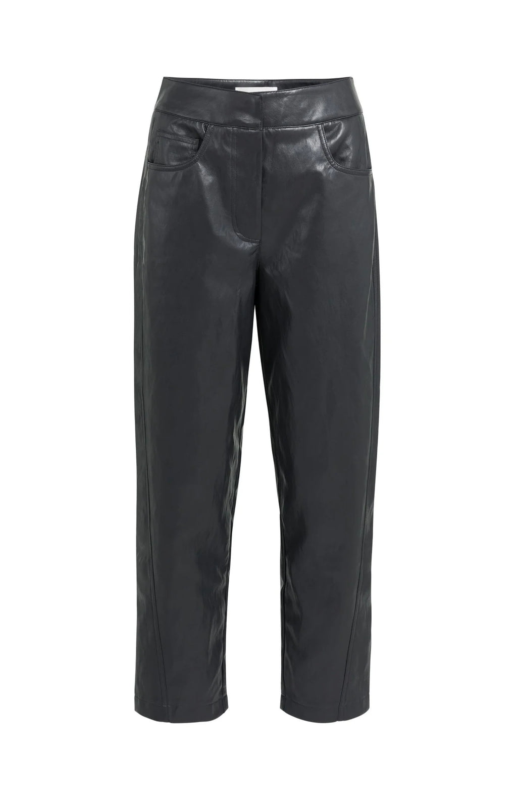 YAYA Pantalon en similicuir coupe carotte avec détails de coutures