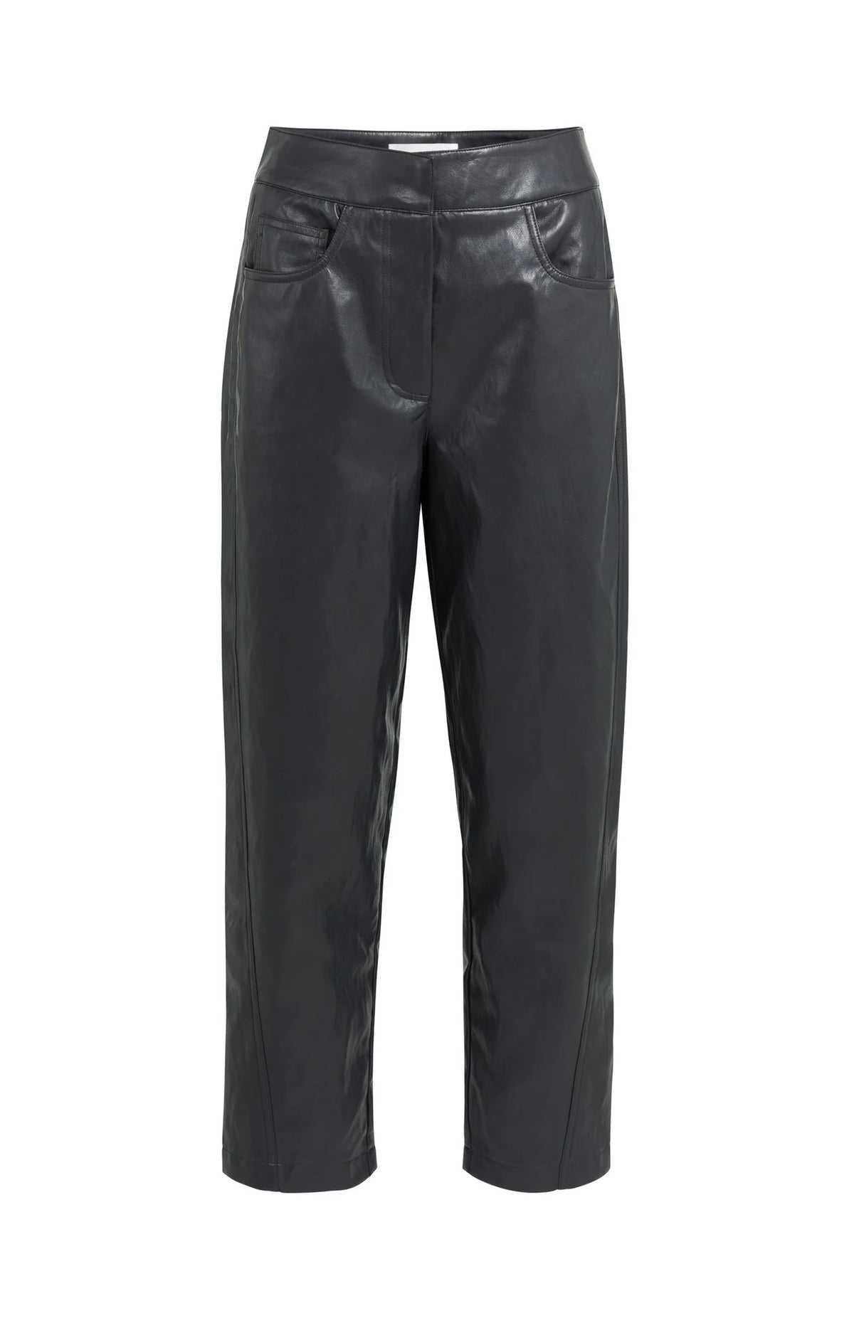 YAYA Pantalon en similicuir coupe carotte avec détails de coutures