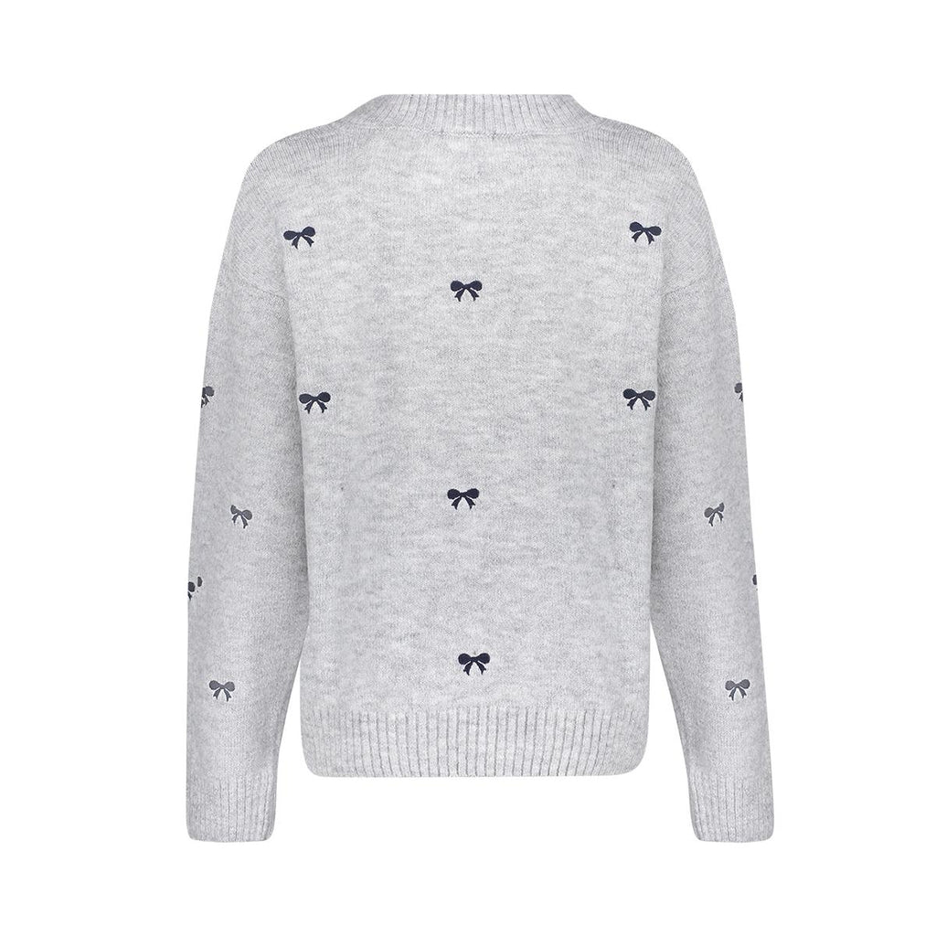 Pull Geisha avec broderie de nœud papillon - Gray Navy