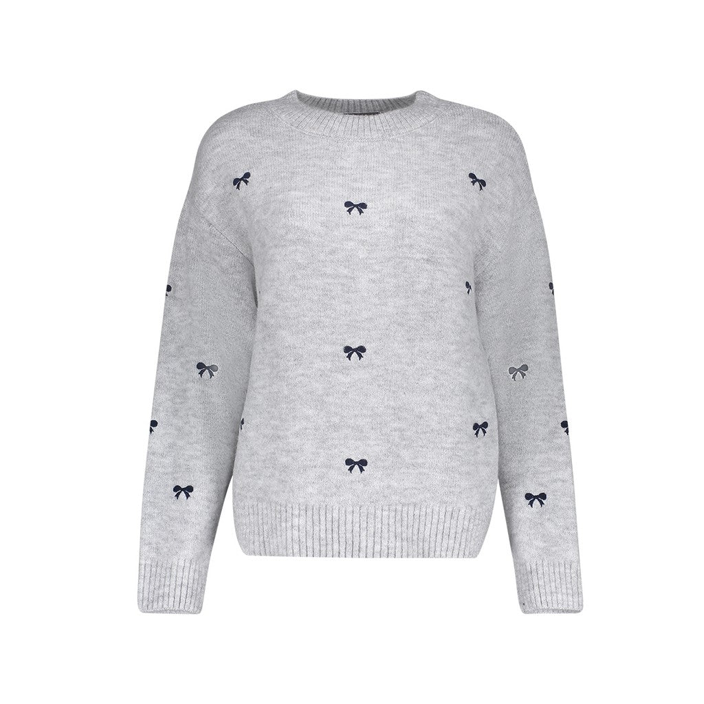 Geisha Pullover Bowtie Embroidery -  Gray Navy