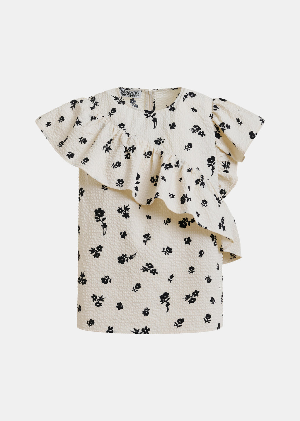 Essentiel Antwerp JooJoo Googoo Crinkle Top Combo Off White