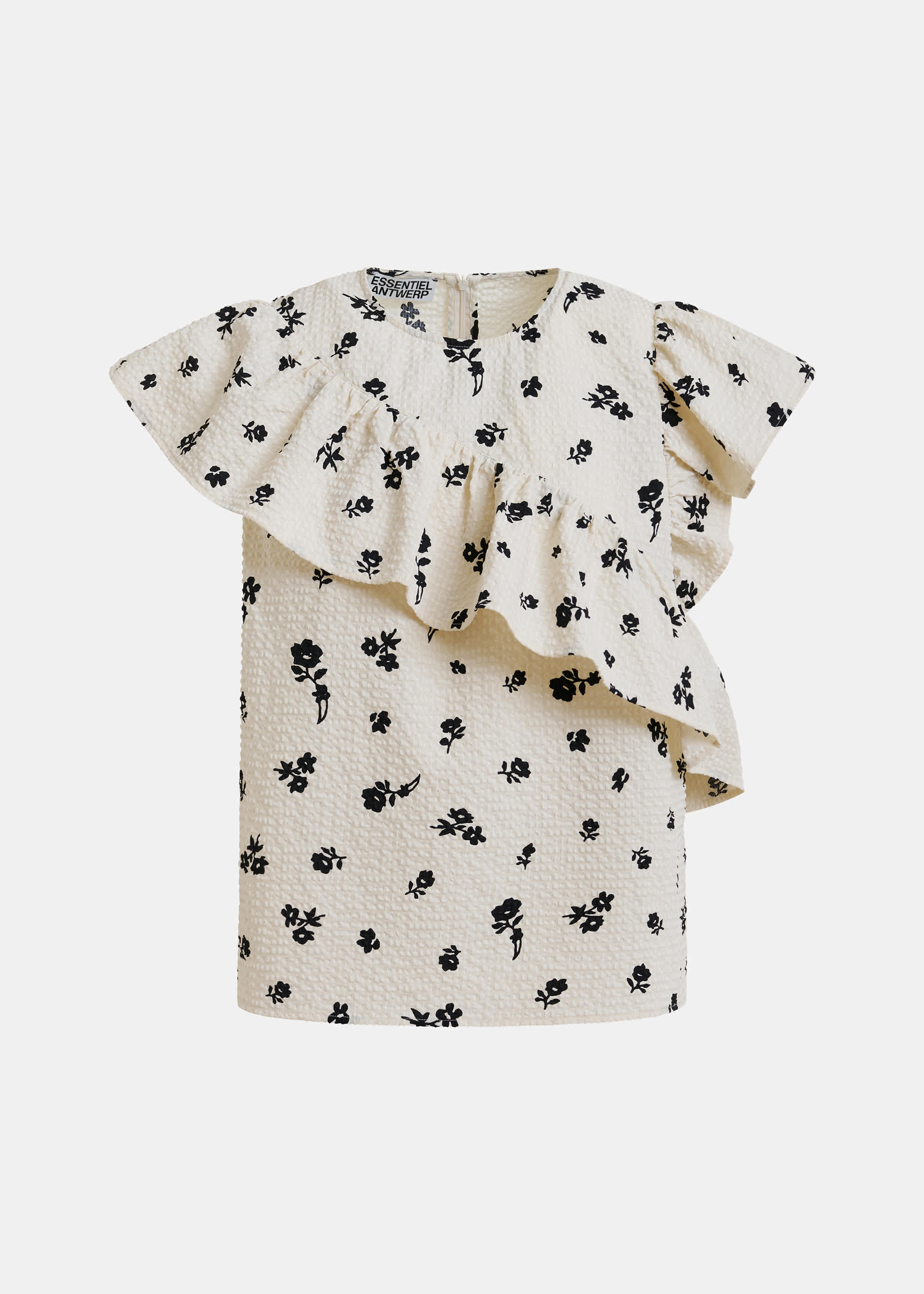 Essentiel Antwerp JooJoo Googoo Crinkle Top Combo Off White