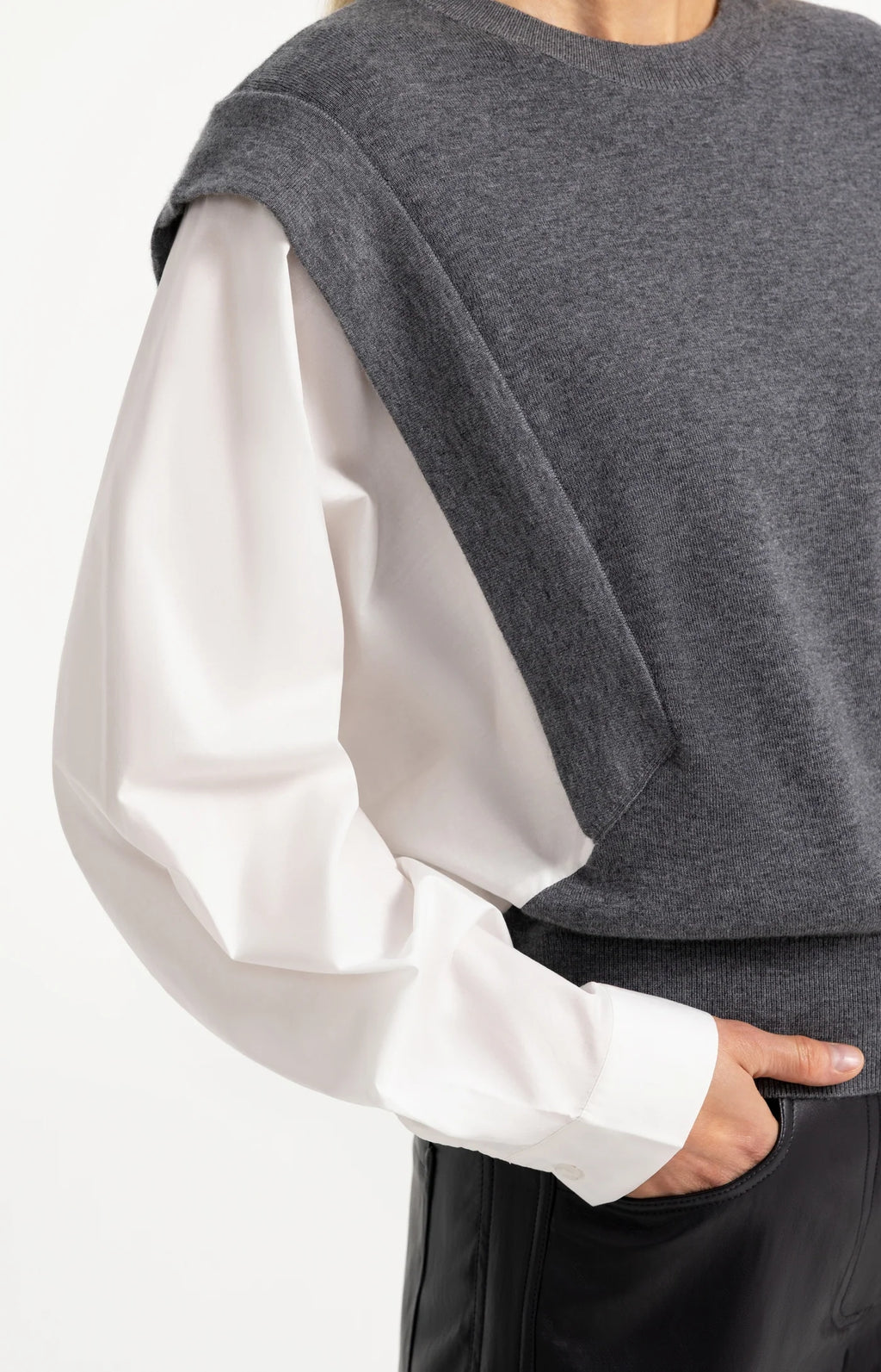 YAYA Pull en maille avec manches tissées