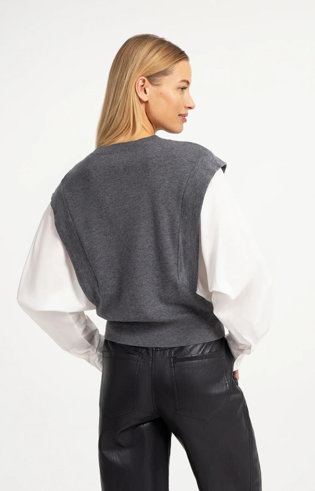 YAYA Pull en maille avec manches tissées