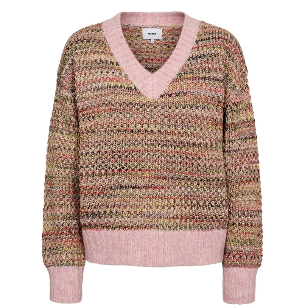 Numph Pull-over femme à col en V Nusamia - Touche rosée