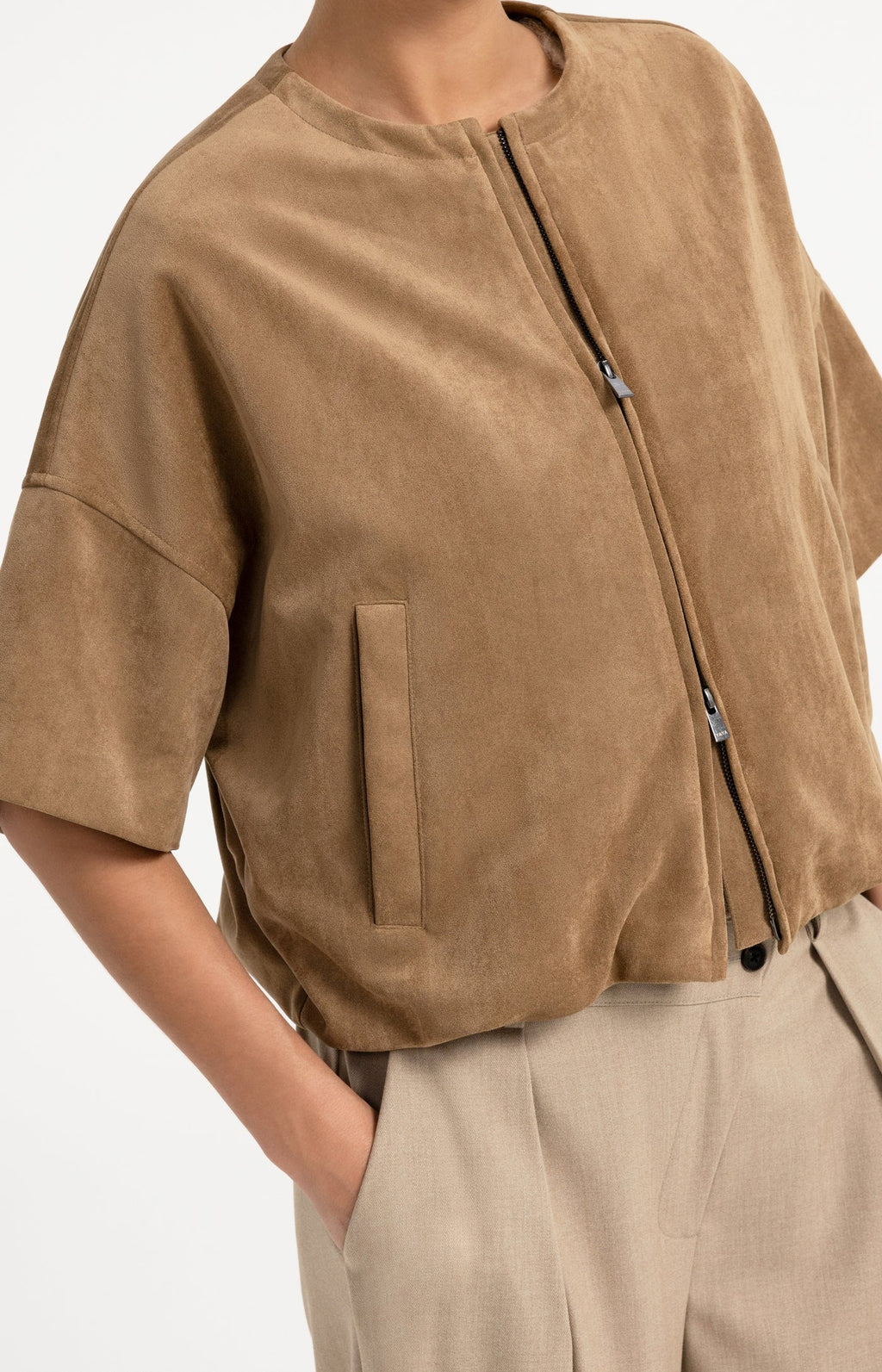 YAYA Oversized shortsleeve suedine jacket