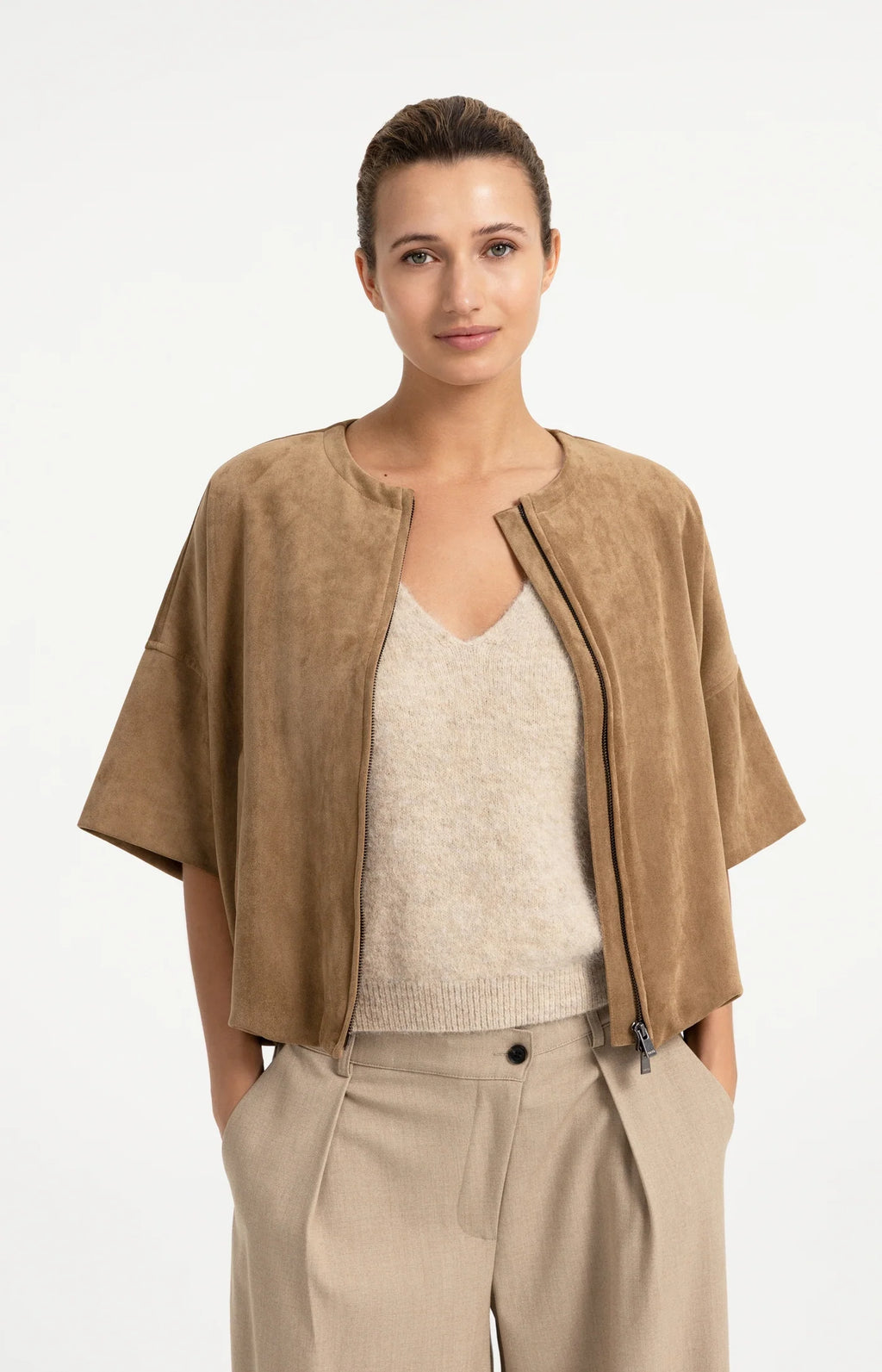 YAYA Oversized shortsleeve suedine jacket