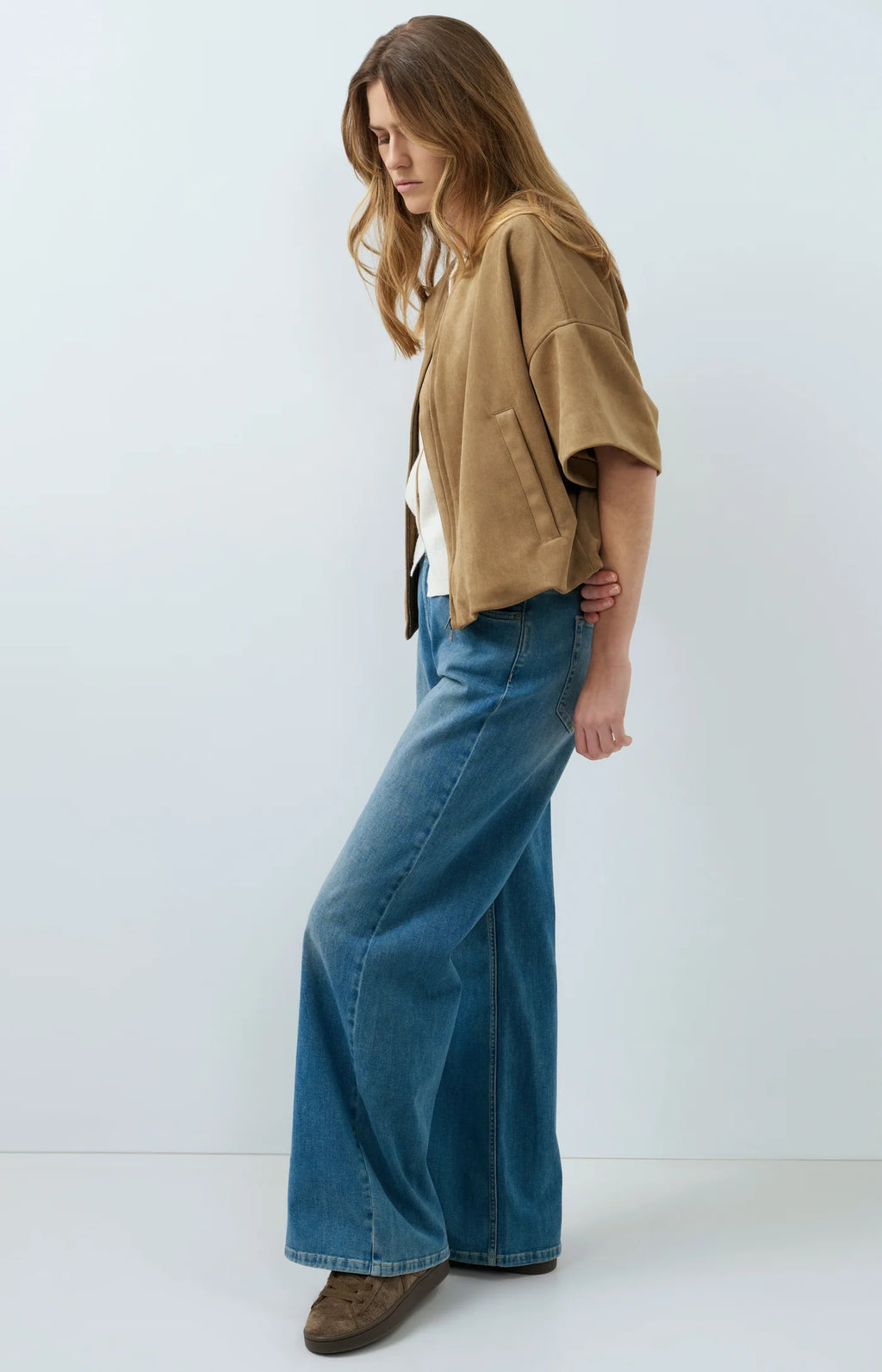 YAYA Oversized shortsleeve suedine jacket