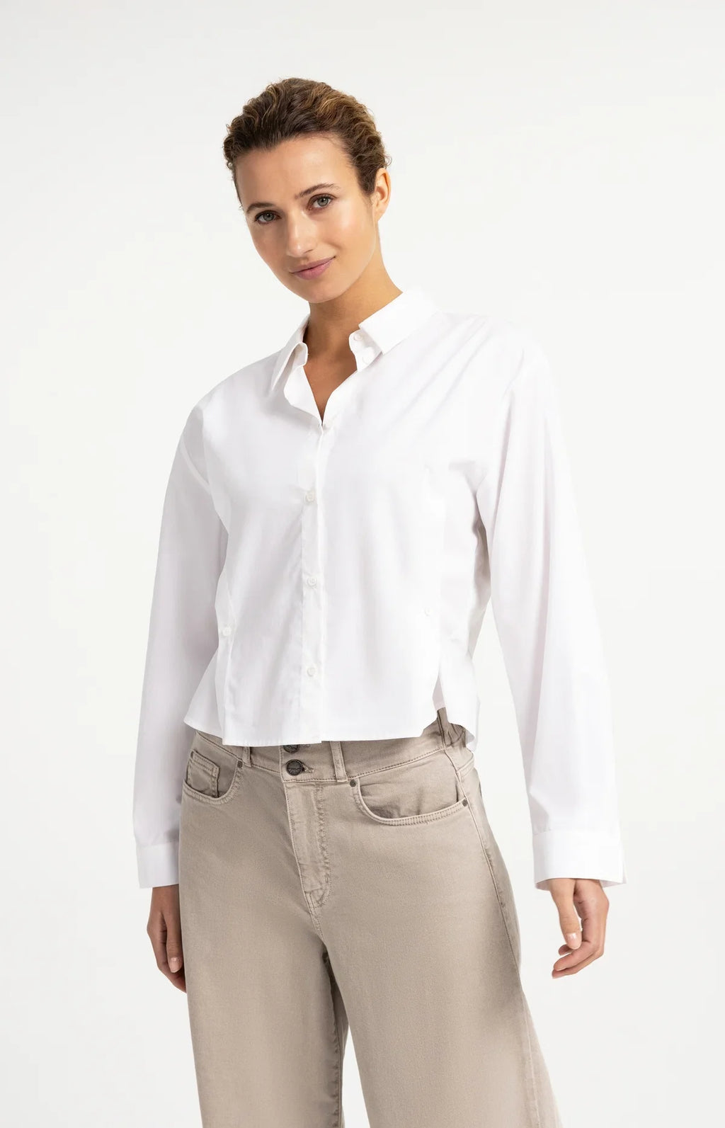 Yaya blouse en popeline avec détail boutonné