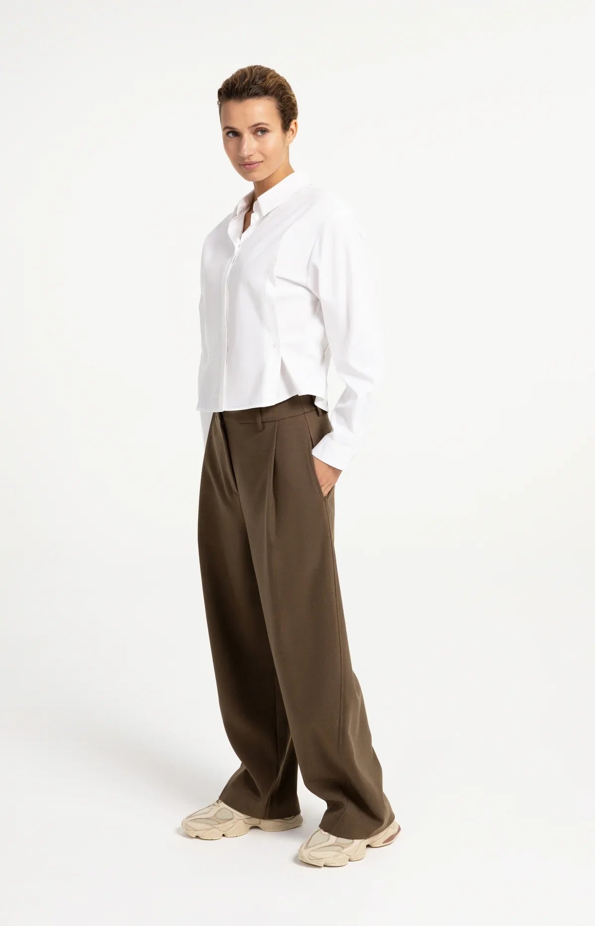 Yaya blouse en popeline avec détail boutonné