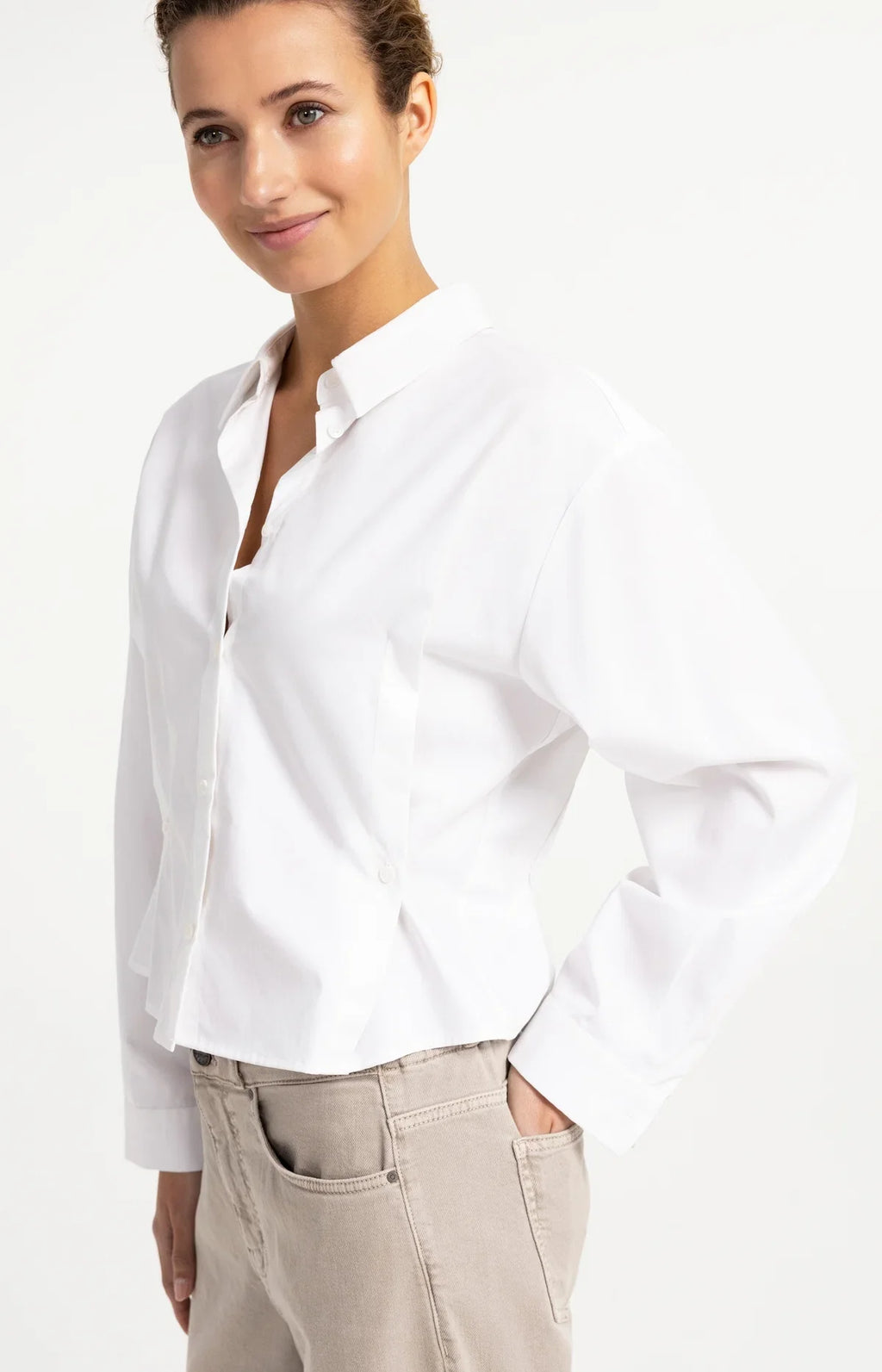 Yaya blouse en popeline avec détail boutonné