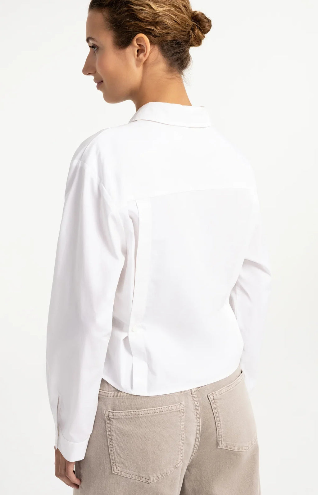 Yaya blouse en popeline avec détail boutonné