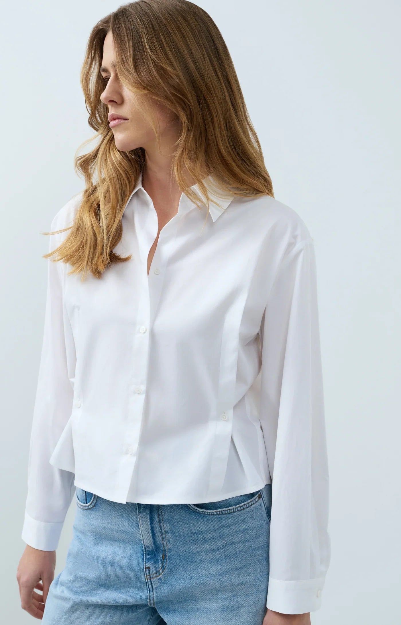 Yaya blouse en popeline avec détail boutonné
