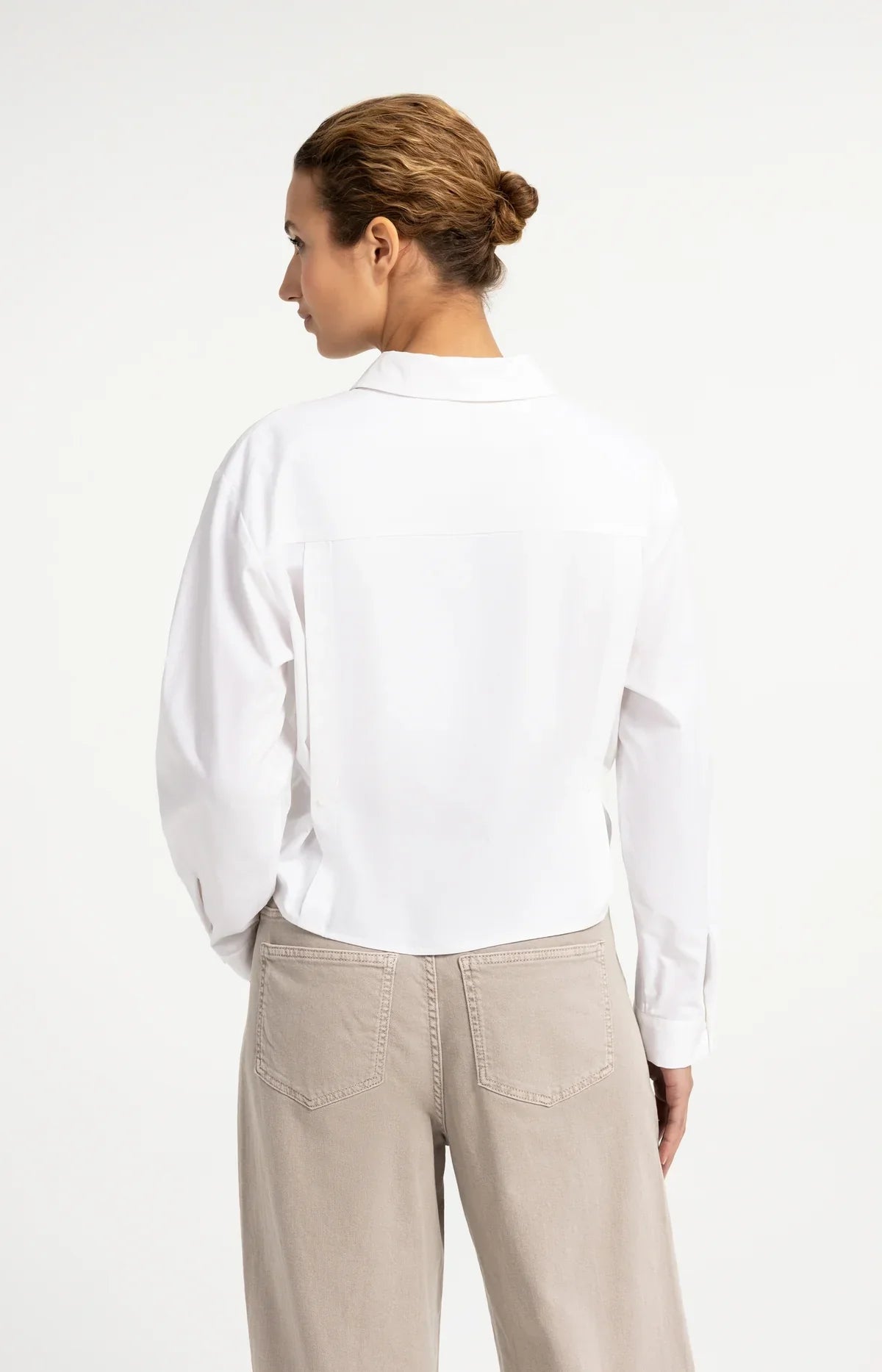 Yaya blouse en popeline avec détail boutonné