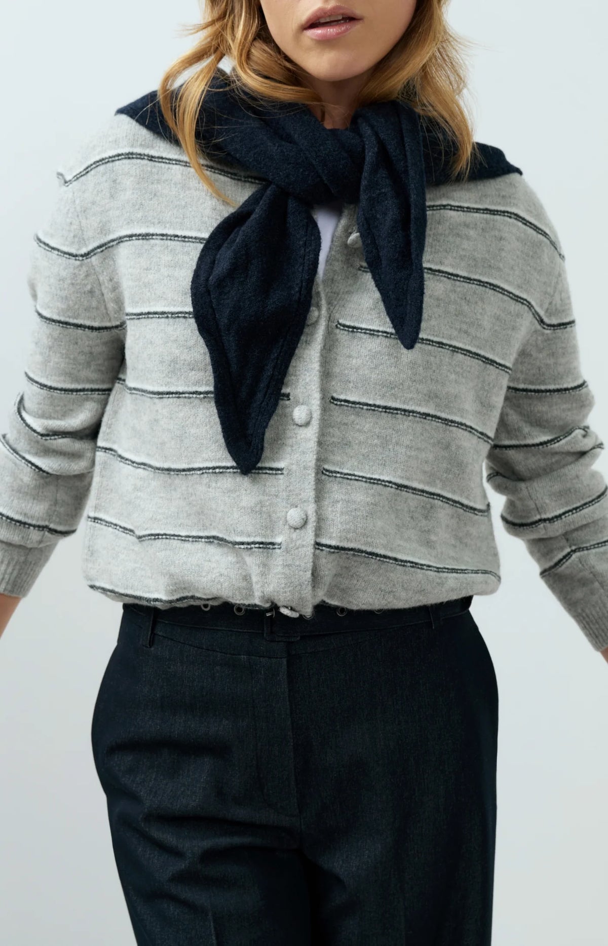 YAYA Cardigan rayé en maille à manches longues
