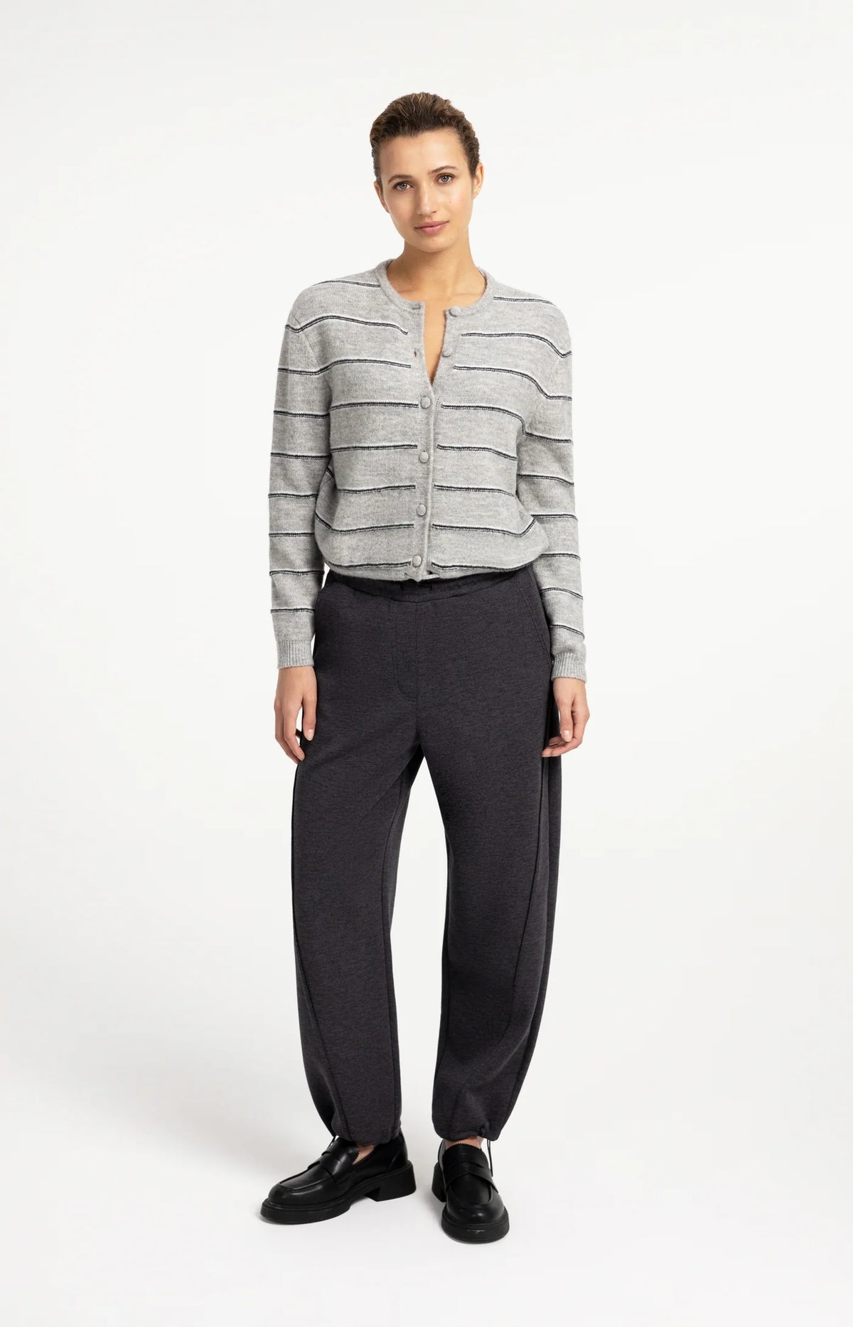 YAYA Cardigan rayé en maille à manches longues