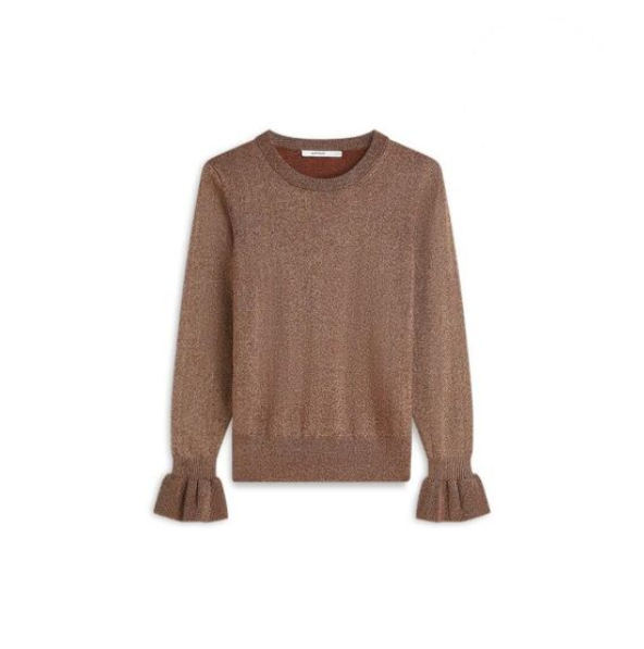Summum Trumpet Sleeve Sweater Lurex Knit - Toffee