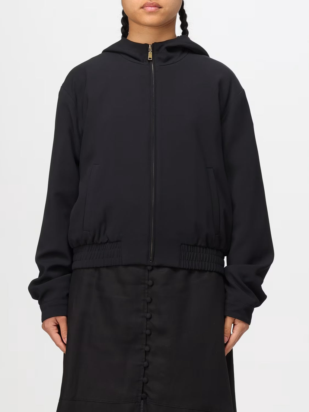 Twinset Crepe bomber jacket with macrame lace