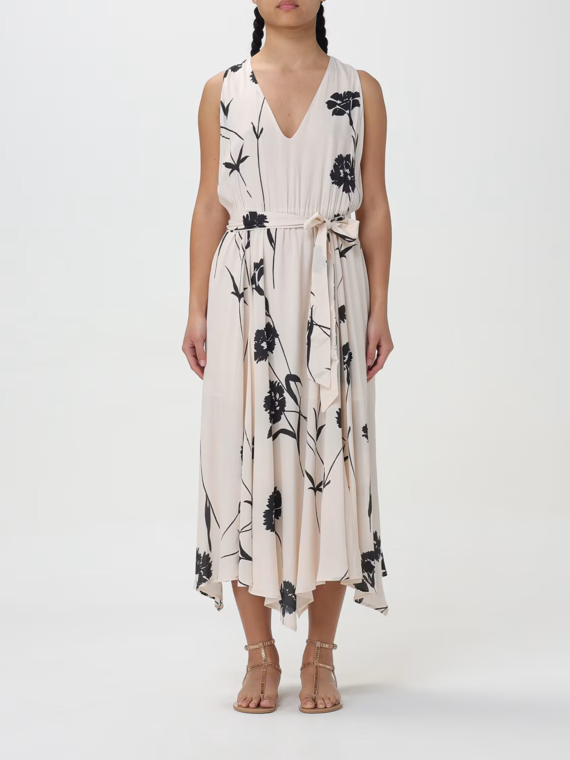 Robe Twinset en crêpe midi à fleurs