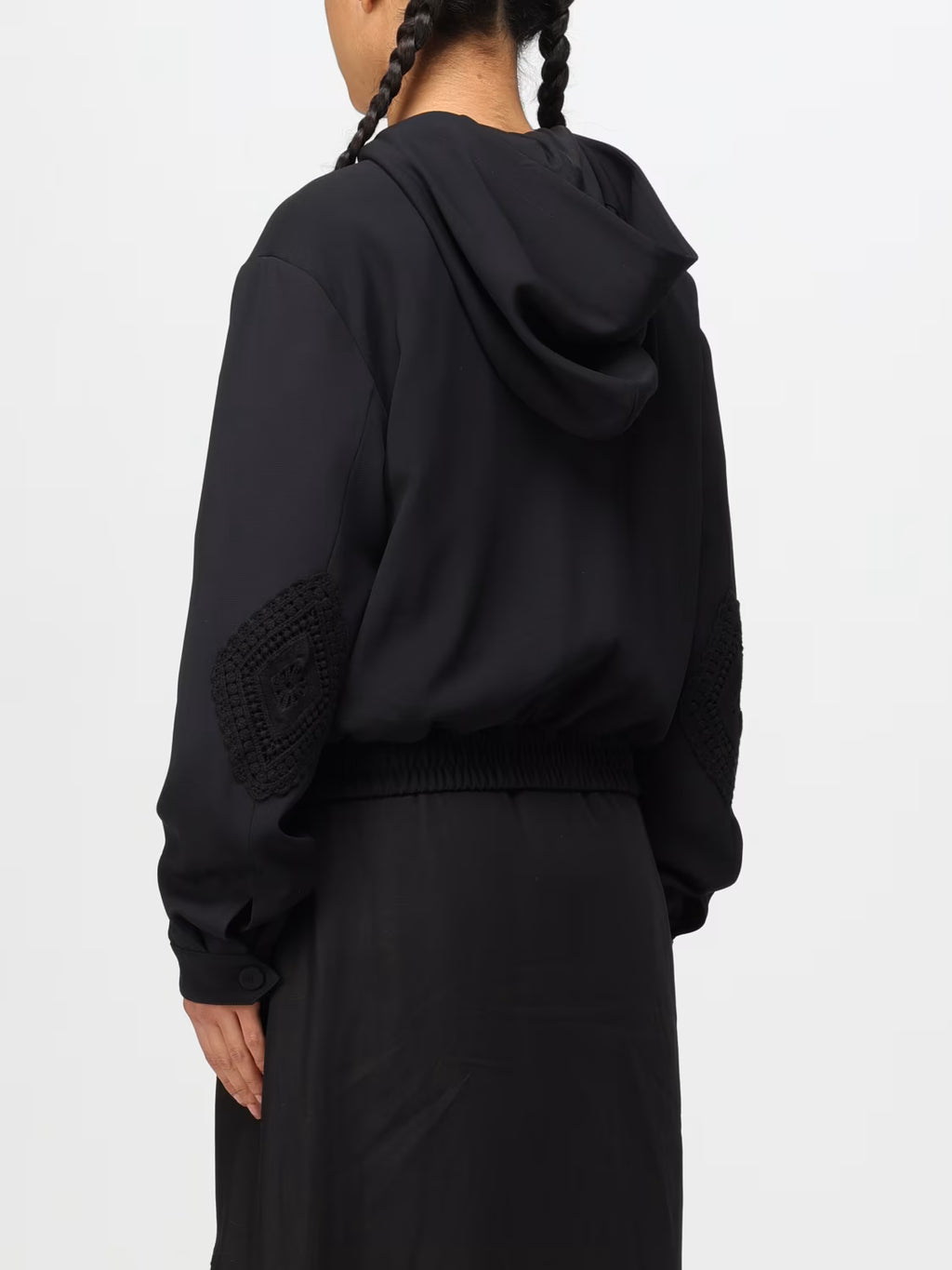 Twinset Crepe bomber jacket with macrame lace