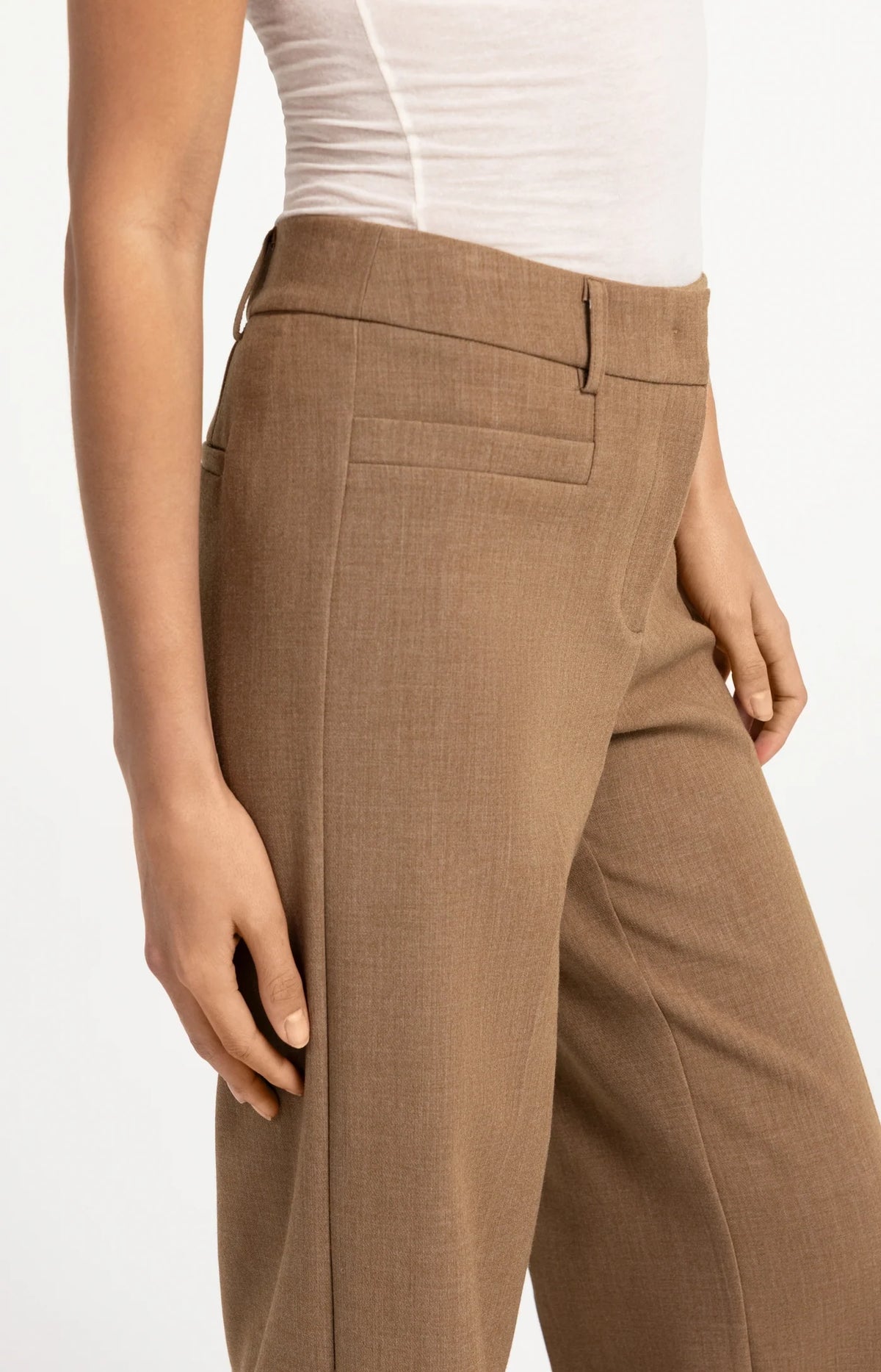 YAYA Woven mid waist straight leg trousers