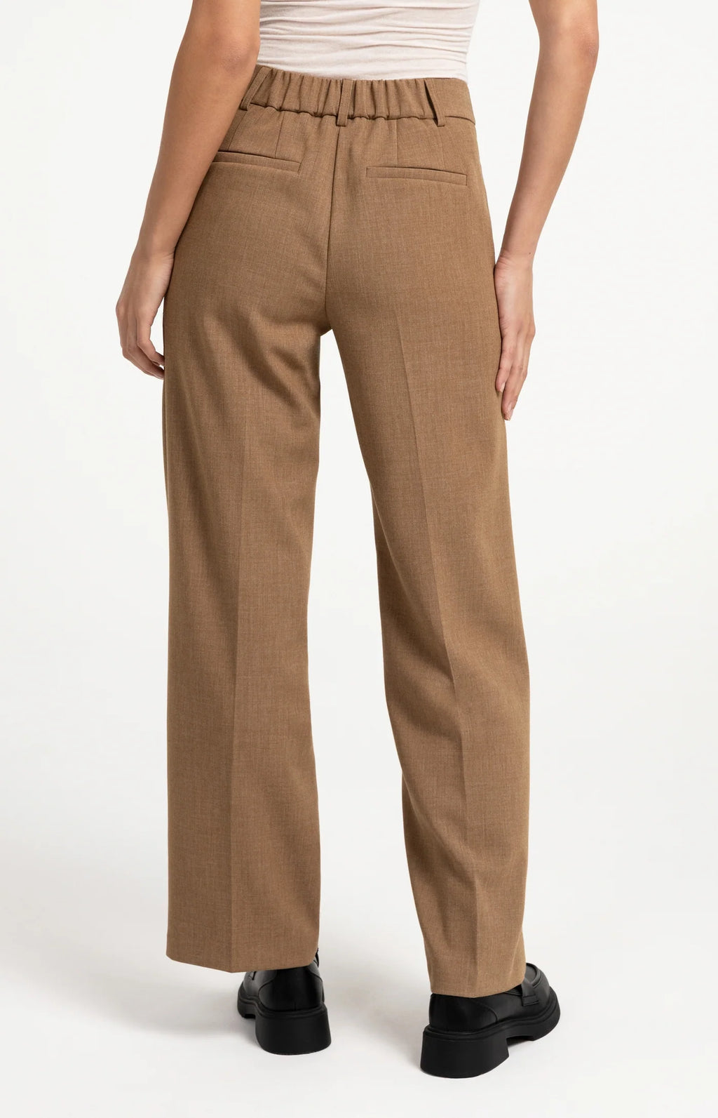 YAYA Woven mid waist straight leg trousers