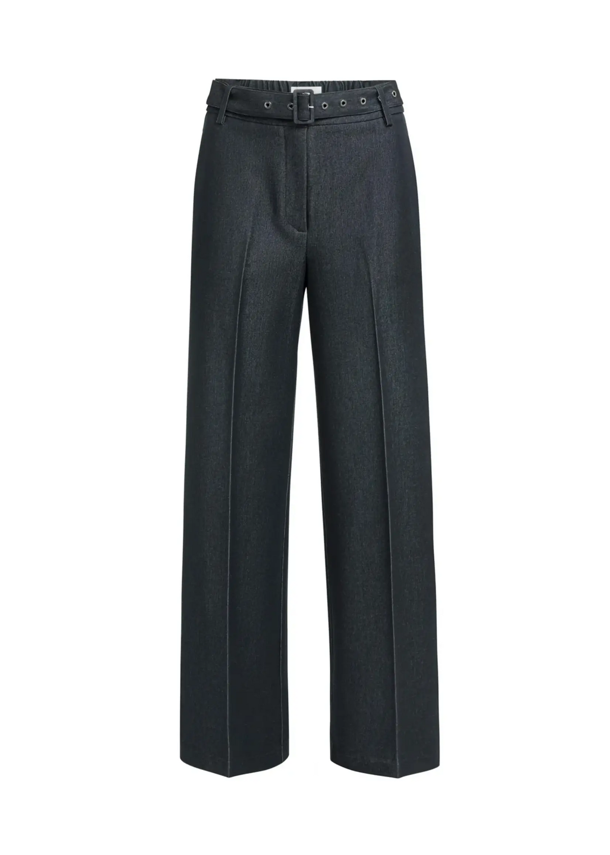 YAYA Pantalon tissé à jambes larges avec ceinture - CatBlack