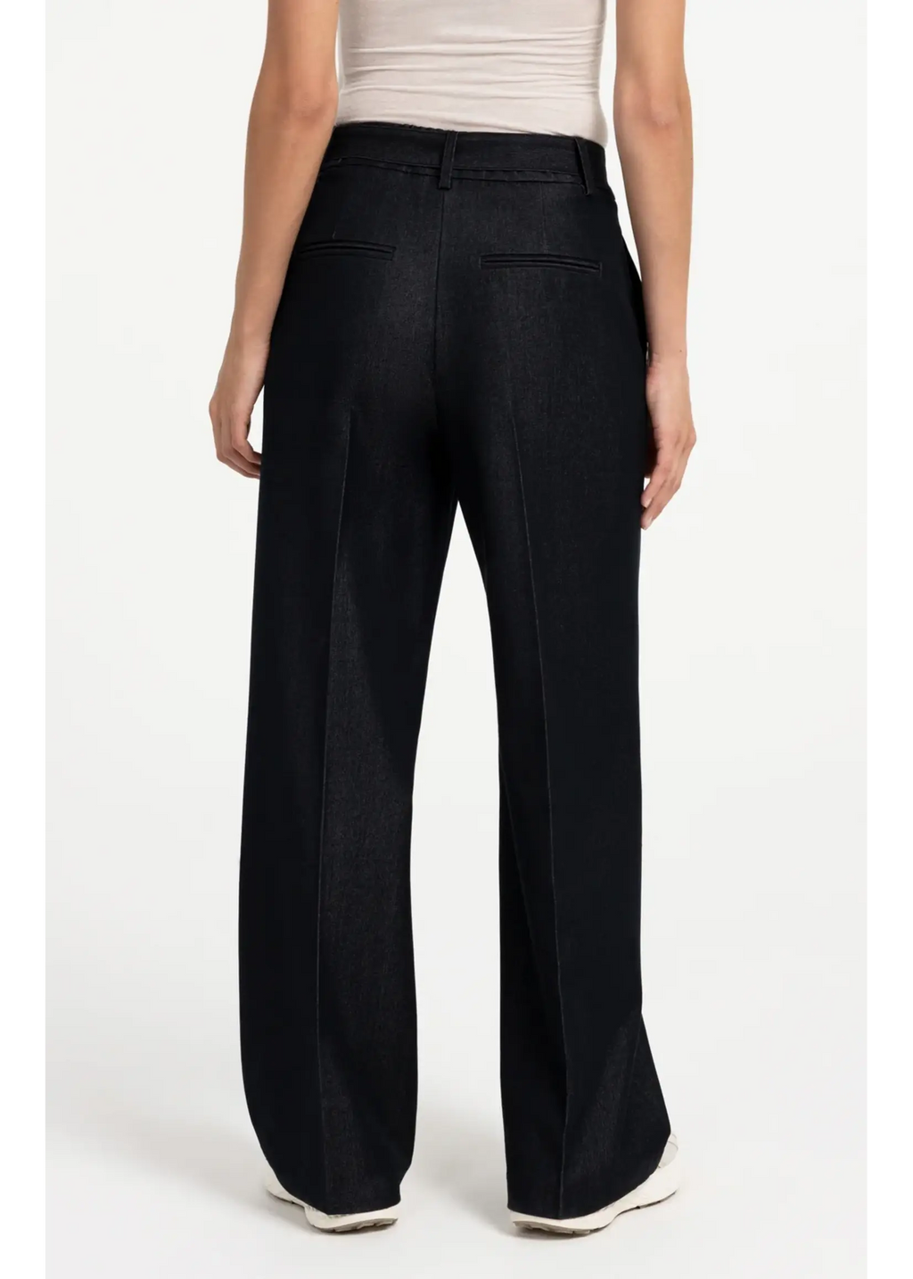 YAYA Pantalon tissé à jambes larges avec ceinture - CatBlack